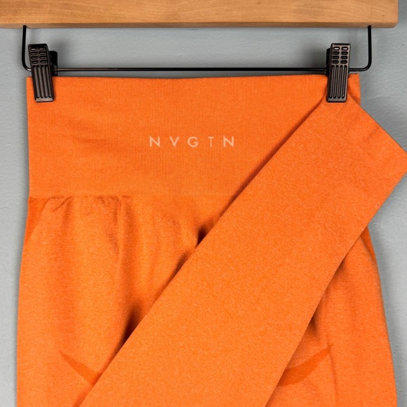NVGTN Pants - NVGTN Women's Orange Small Contour Seamless Cropped Leggings Skinny Gym Nylon